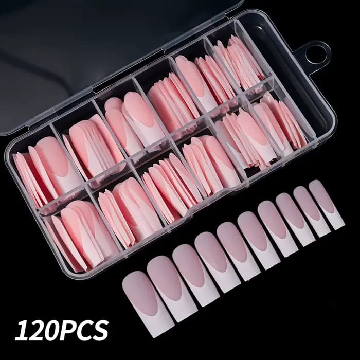 Faux ongles carrés extra longs pour extension d'ongles, couverture complète, gel souple, rose nude,