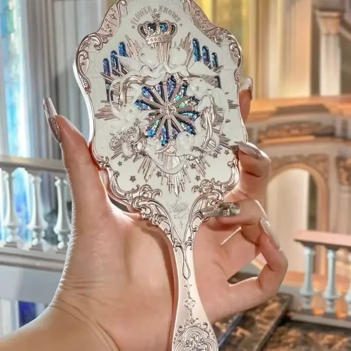 FLOWER KNOWS Collection Little Angel Miroir de poche 3 types Relief exquis Outils de maquillage Rose Noir Blanc Alliage Moulage par injection
