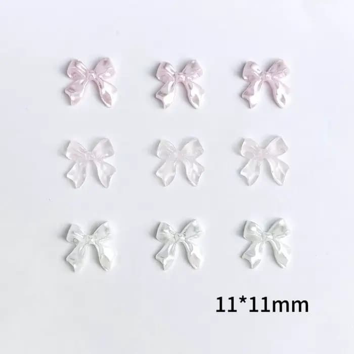 50pcs 3D doux nacré brillant ruban arc résine ongles breloques ballerine nœud papillon Nail Art déco