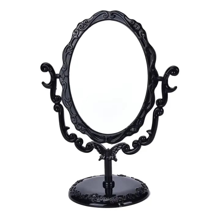 Miroir de maquillage rotatif haute définition style européen avec support rose, miroir de coiffeuse