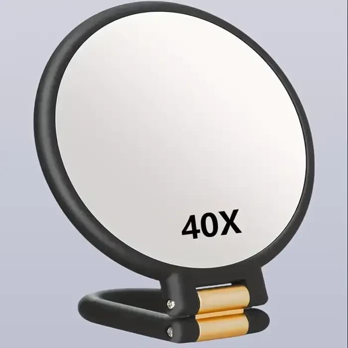 Miroir portatif double face à grossissement 40X avec 360 ° Support réglable et étui de voyage – Mi