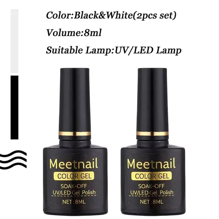 2 pièces noir blanc vernis à ongles Gel ensemble 8Ml Semi Permanent tremper UV LED