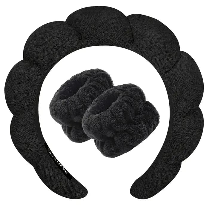 Bandeau en éponge de couleur unie en trois parties