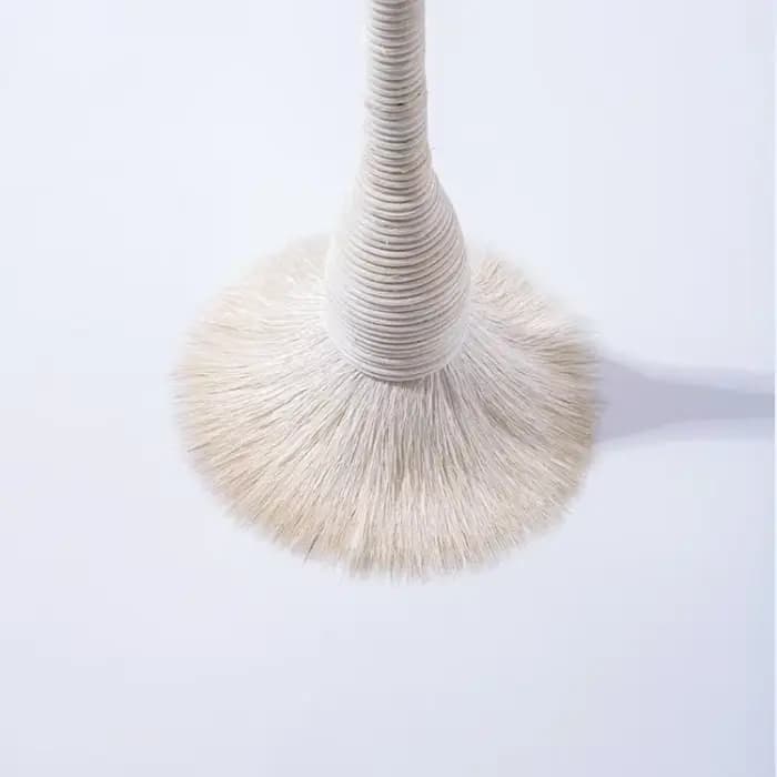 Pinceaux de maquillage plats en rotin et laine de chèvre