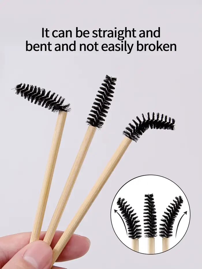 Brosse à cils avec manche en bambou, brosse de maquillage, Extension de cils, baguettes de Mascara,