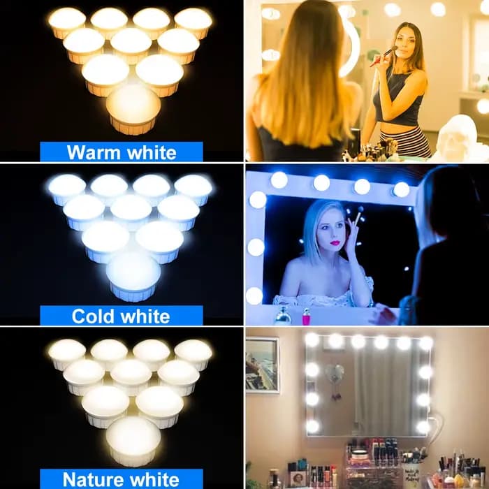 Lampe LED pour miroir de maquillage, lumière de remplissage pour coiffeuse, salle de bain, ampoule pour décoration de chambre à coucher, veilleuse à intensité variable en continu