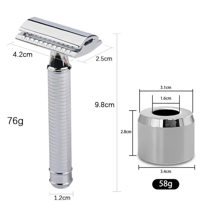 JOKMAE 07TS rasoir de sécurité en acier inoxydable pour homme avec support Double lame support Base