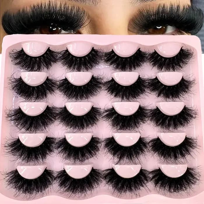 Nouveau 10 paires 3D Faux cils de vison vaporeux moelleux 25MM Faux cils Volume épais dramatique oei