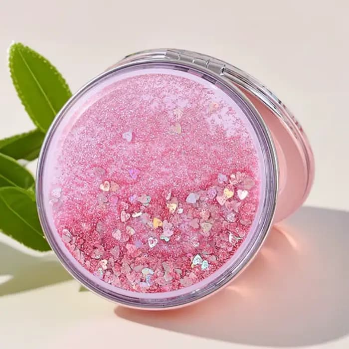 Miroir cosmétique double face chic, mini miroir de maquillage de poche, miroir à sable coloré, éléga