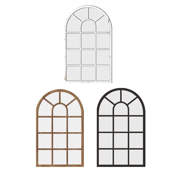 Miroir mural de fenêtre arquée en bois acrylique