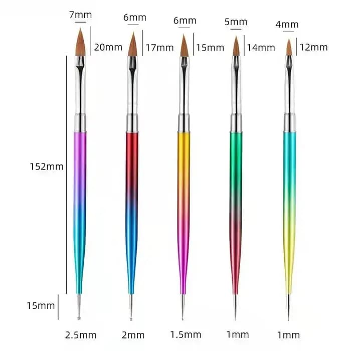 5/20 pièces Nail Art brosse conception pointe peinture dessin sculpture pointillage stylo FlatFan Liner acrylique Gel