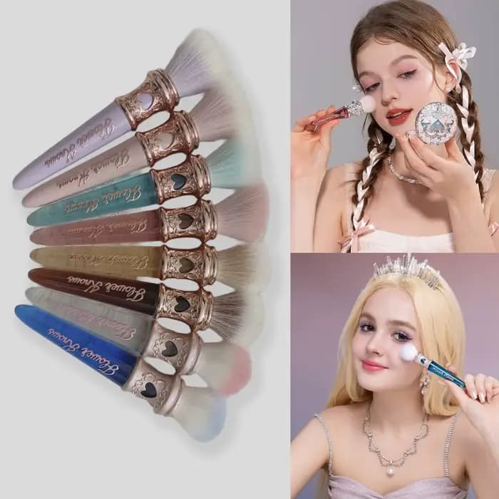 Set de Pinceaux Highlighter Flower Knows Ballet Cygne Sirène Poudre Nacrée Effet Lumière Lune Brillance Durable Vegan Maquillage Visage Joues