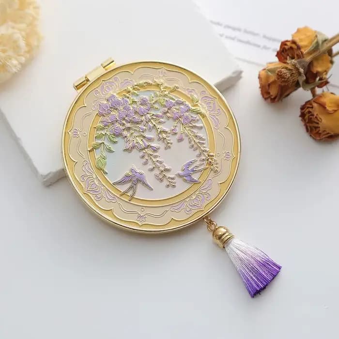 Miroir de maquillage en métal de style chinois