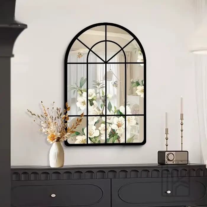 Miroir de maquillage moderne noir Funky pour femmes