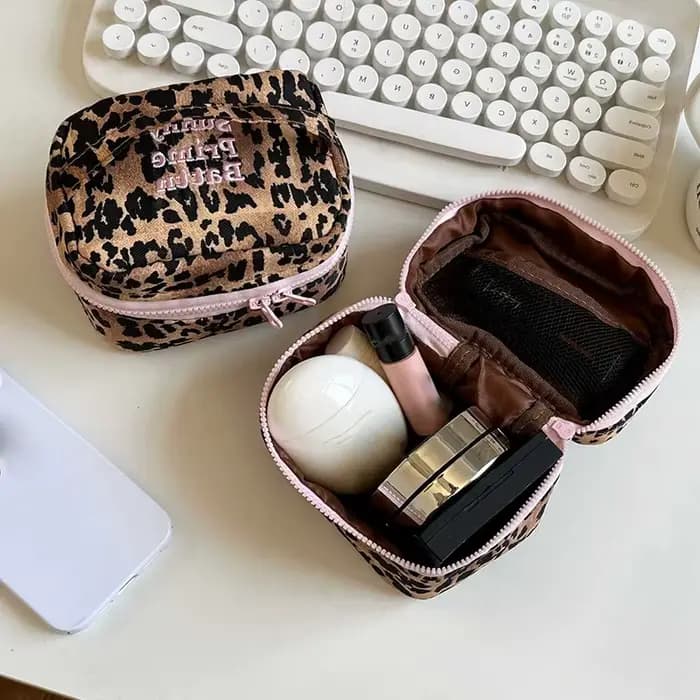 Trousse de maquillage léopard Vintage pour femmes et filles