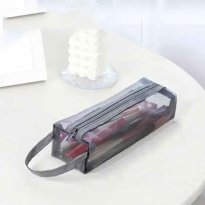 Trousse de toilette en maille, sac de lavage de voyage, sac de maquillage à fermeture éclair de gran