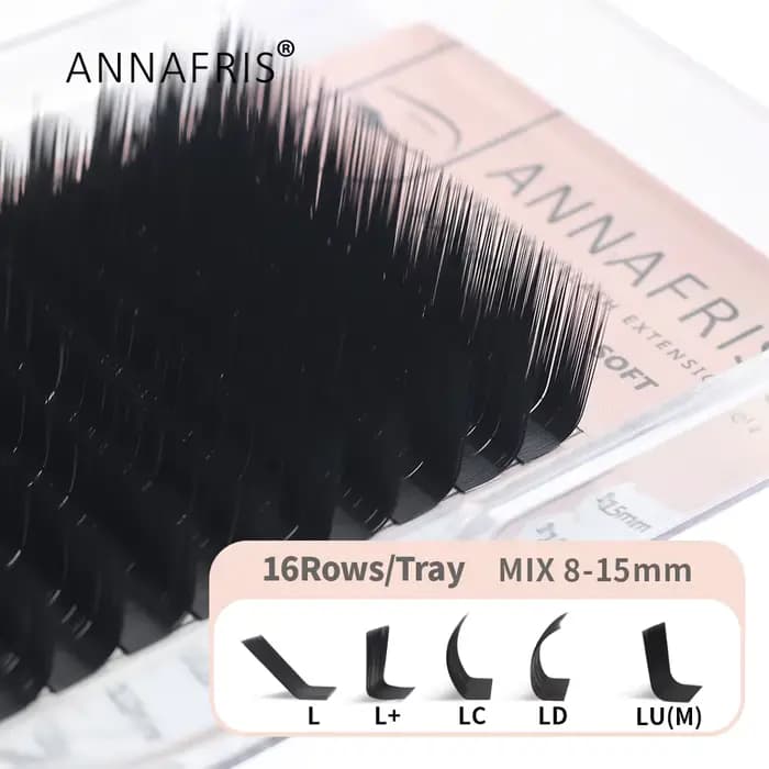 ANNAFRIS L Cils, L +/LC/LD/LU(M) Curl Cils individuels Soie naturelle Vison Mat Extension Faux Cils
