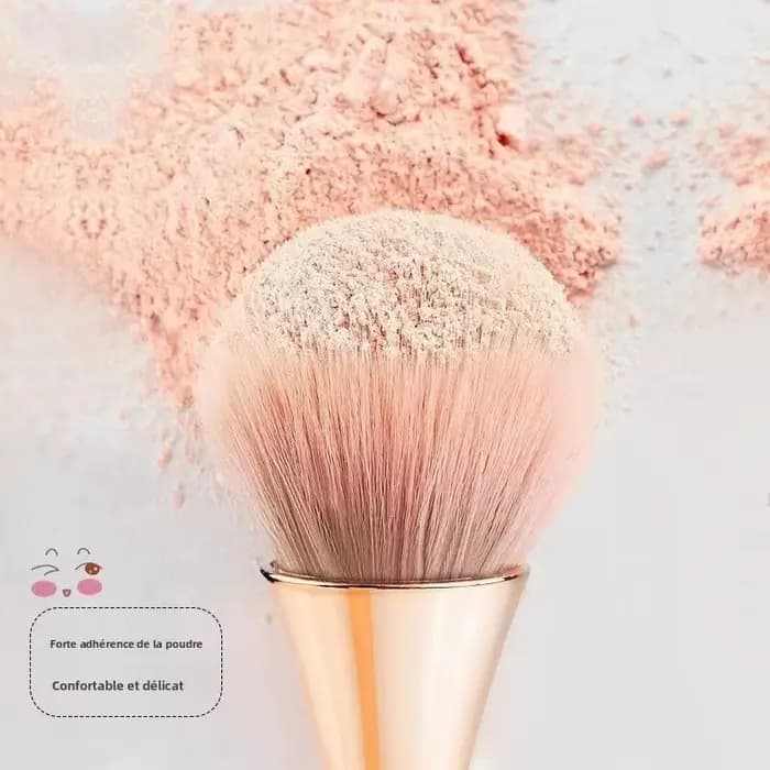 Pinceau de maquillage en forme d'éventail rose doré