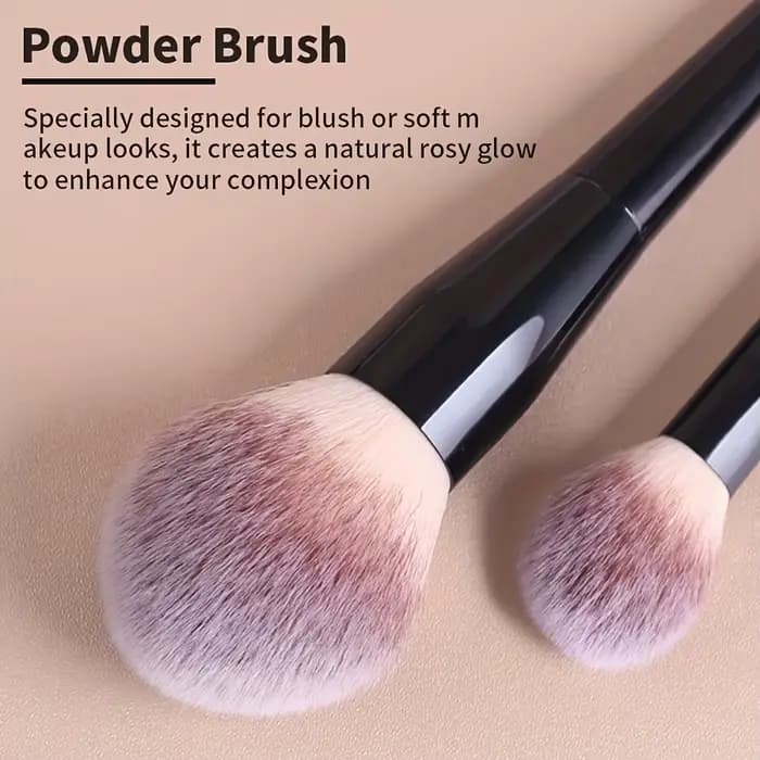 2 pinceaux de maquillage professionnels avec de grandes poils en nylon doux et des pointes elliptiques/de contour -