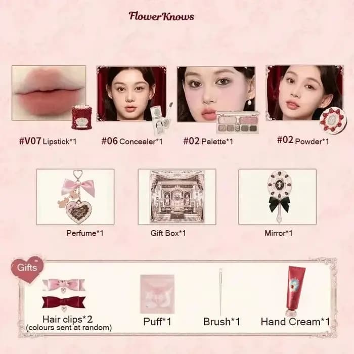 Collection Flower KnowStrawberry Cupid Box - Coffret de maquillage - Palette complète - Poudre pressée - Blush - Rouge