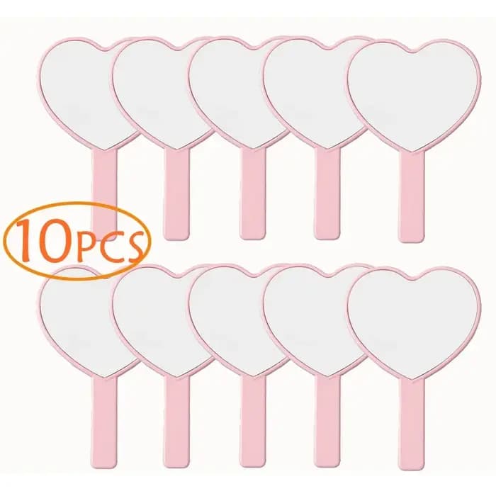 Lot de 10/5 mini-miroirs de maquillage de poche en forme de cœur, cadeau de fête, miroir à main pour femmes et princesses