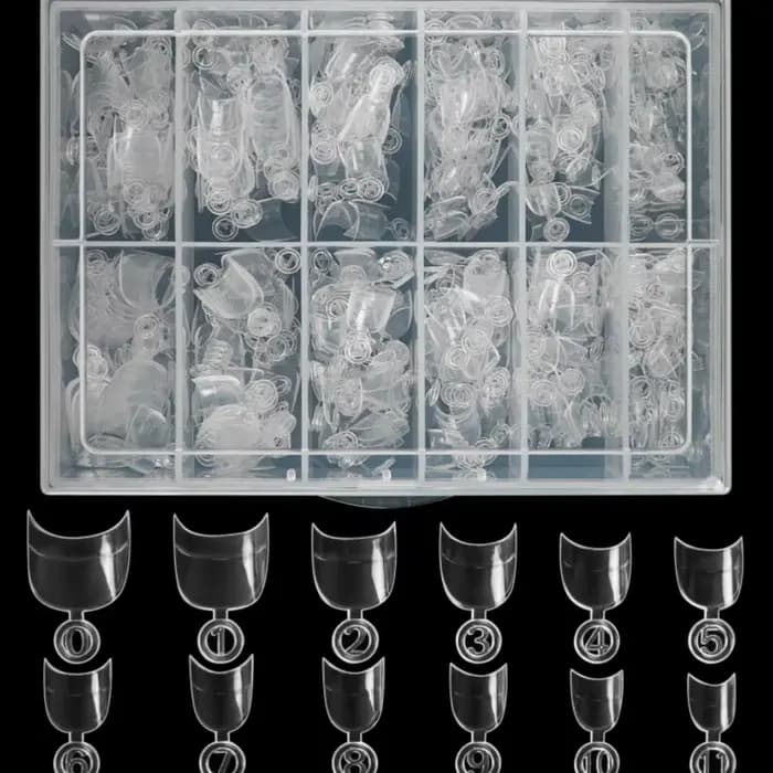 600 pièces pointe d'ongle carrée courte française clair/naturel demi-couverture ongles en acrylique