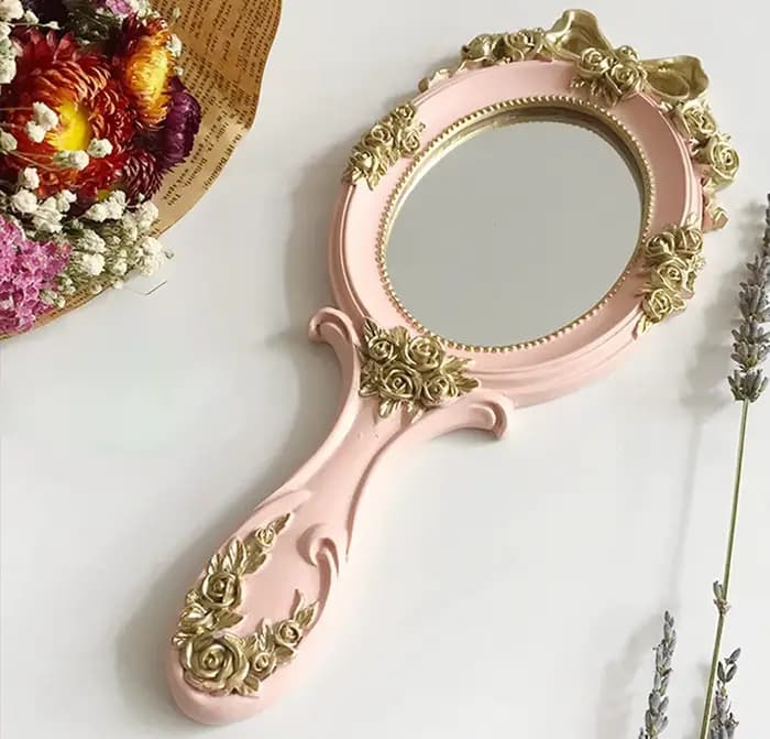 Miroir de maquillage portable à main