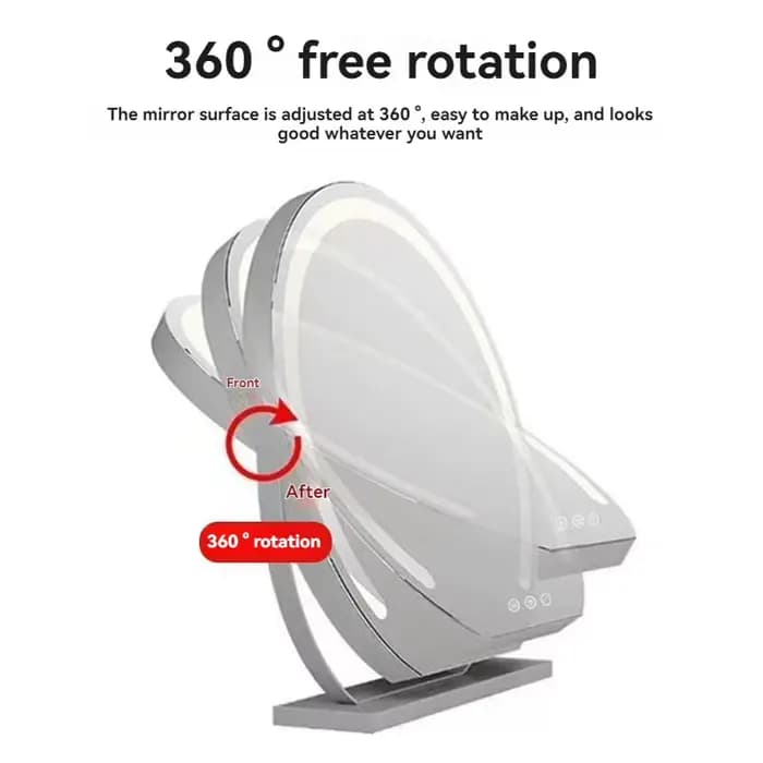 LED demi-circulaire éclairé miroir de maquillage avec contrôle tactile rotatif
