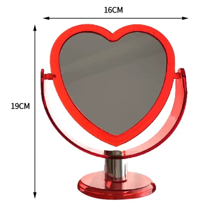 Miroir cosmétique double face en forme de cœur de style coréen