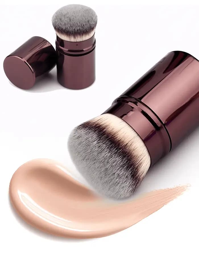 1 pinceau de maquillage pour fond de teint rétractable avec couvercle