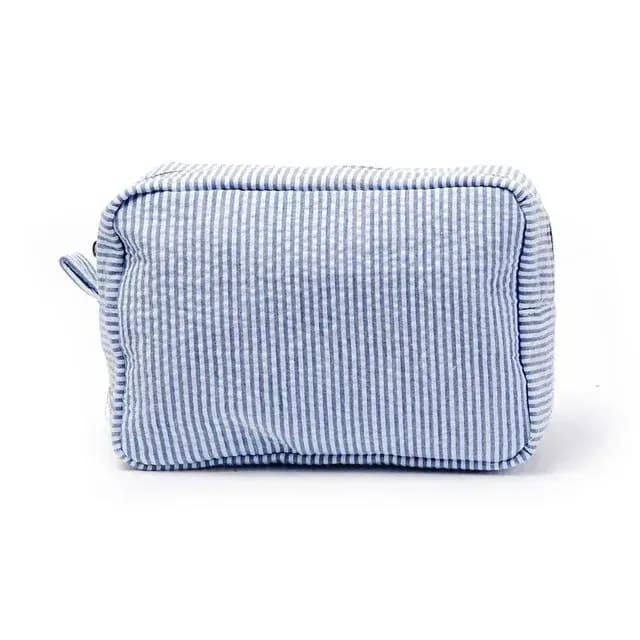 Trousse de maquillage personnalisée Seersucker – Nom brodé