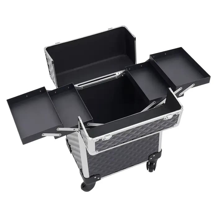 Trousse de Maquillage Professionnelle Grande et Multifonctionnelle en PVC et Aluminium pour Esthétic