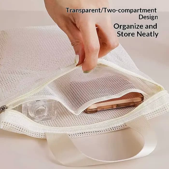 Trousse de Toilette en Maille Portable – Organisateur de Maquillage de Voyage pour Douche