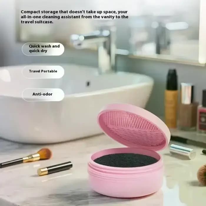 Boîte de nettoyage de pinceaux de maquillage