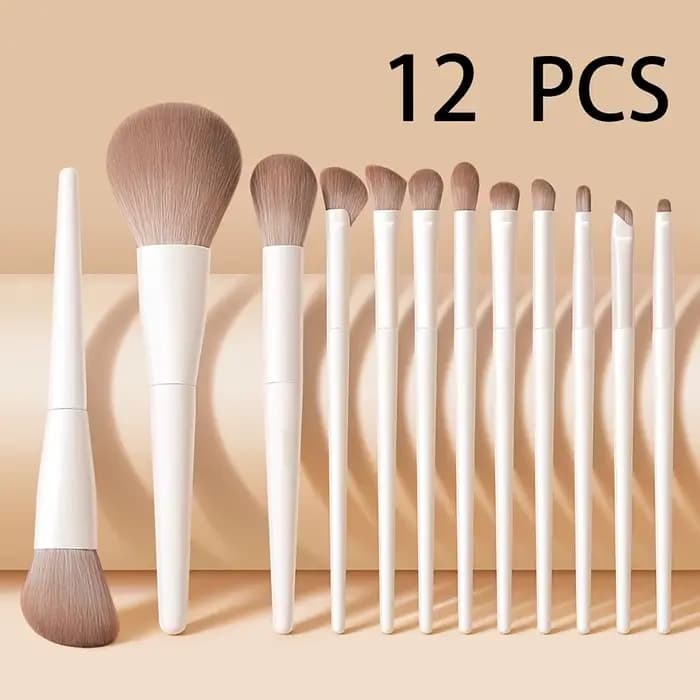 Ensemble de 12 pinceaux de maquillage professionnels avec pinceaux Kabuki et poils en nylon - Kit de