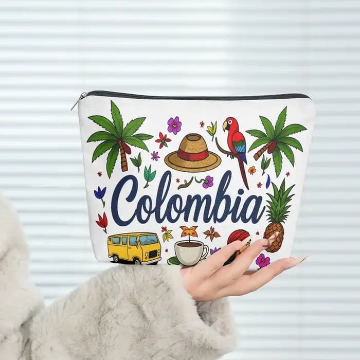 Trousse de maquillage avec imprimé collection d'éléments culturels colombiens