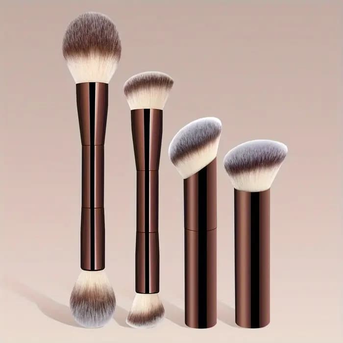 Un ensemble de 4 pinceaux de maquillage comprenant un pinceau pour le fond de teint