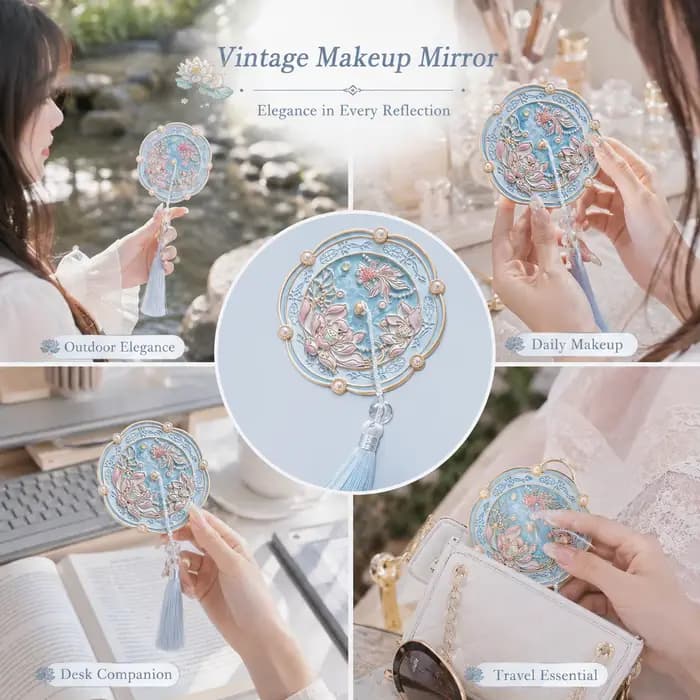 Miroir de maquillage de style chinois ancien