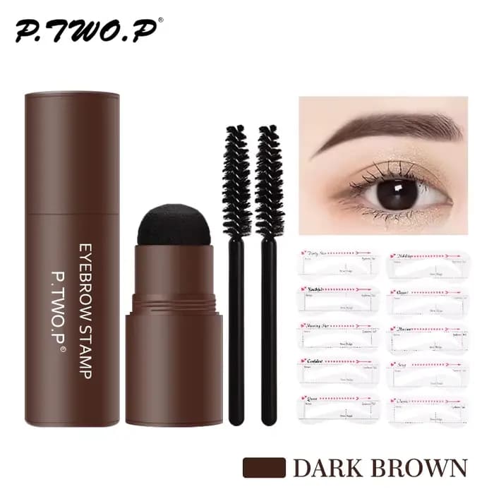 Tampon de maquillage en poudre pour définisseur de sourcils, avec 10 pochoirs réutilisables, poudre