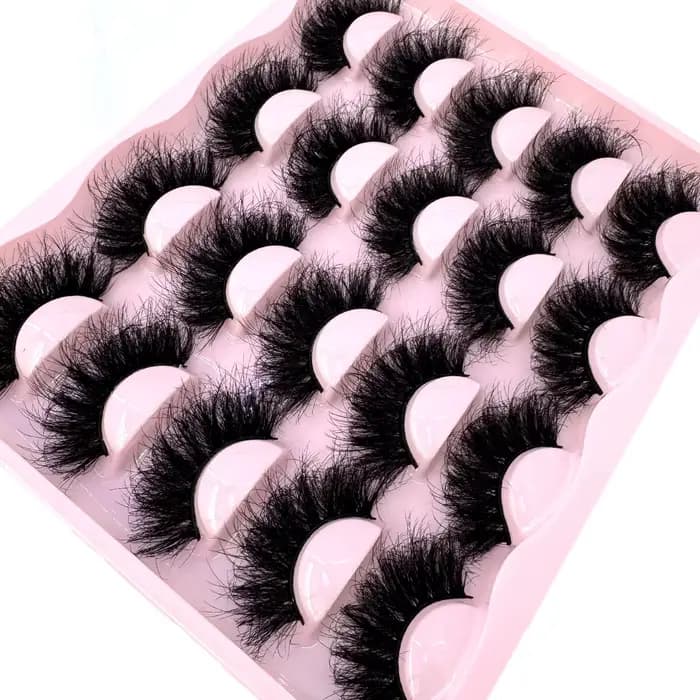 Nouveau 10 paires 3D Faux cils de vison vaporeux moelleux 25MM Faux cils Volume épais dramatique oei