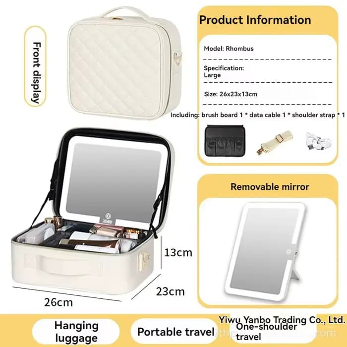 Valise à maquillage éclairée haut de gamme avec miroir : trousse à maquillage LED, boîte à maquillag