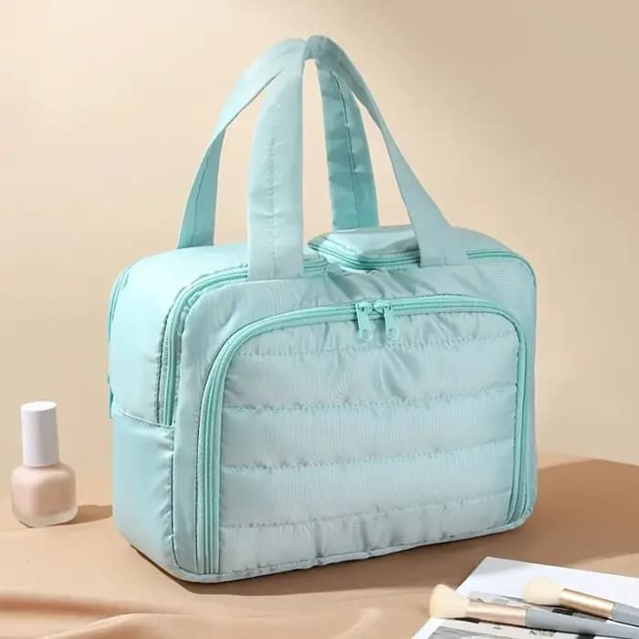 Trousse de maquillage matelassée de grande capacité