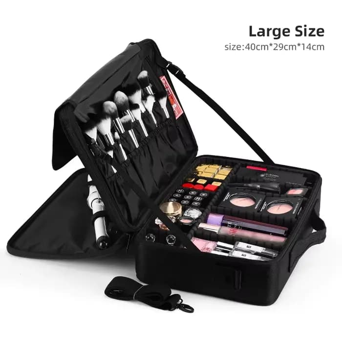 Trousse de maquillage professionnelle en cuir imperméable