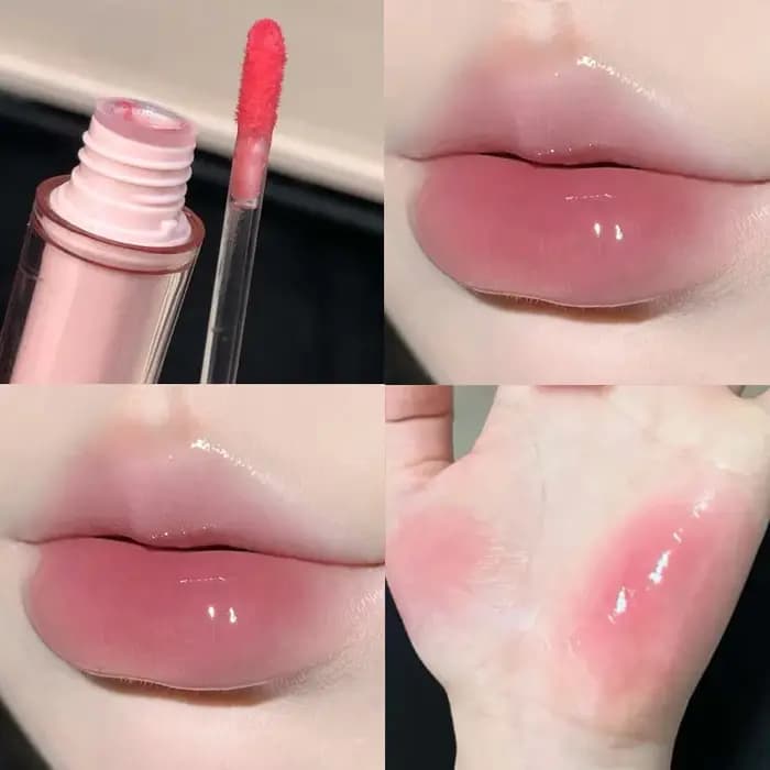 Rose miroir cristal brillant à lèvres maquillage eau verre lèvres glaçure repulpante imperméable gelée teinte à lèvres rouge à lèvres hydratant beauté lèvres
