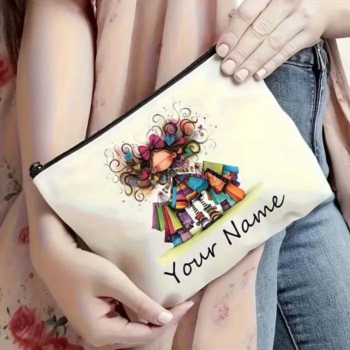 1 pièce Trousse de maquillage personnalisable à motif de dessin animé - Pochette de toilette durable à impression