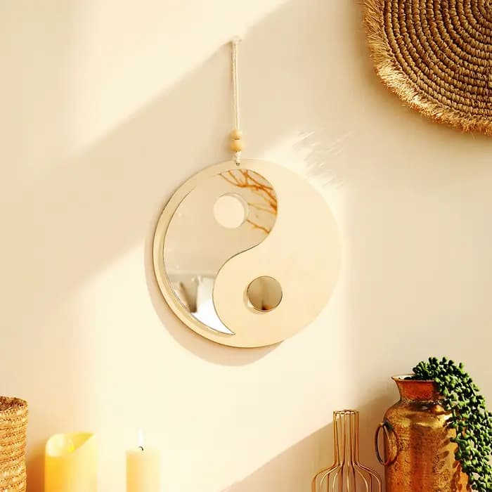 Miroir en bois décor à la maison Boho miroirs muraux pour salon chambre Tai Chi Yin Yang miroirs en