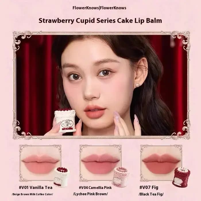 Boîte Gif de maquillage cupidon aux fraises, fard à paupières liquide, joues, lèvres rouges, poudre