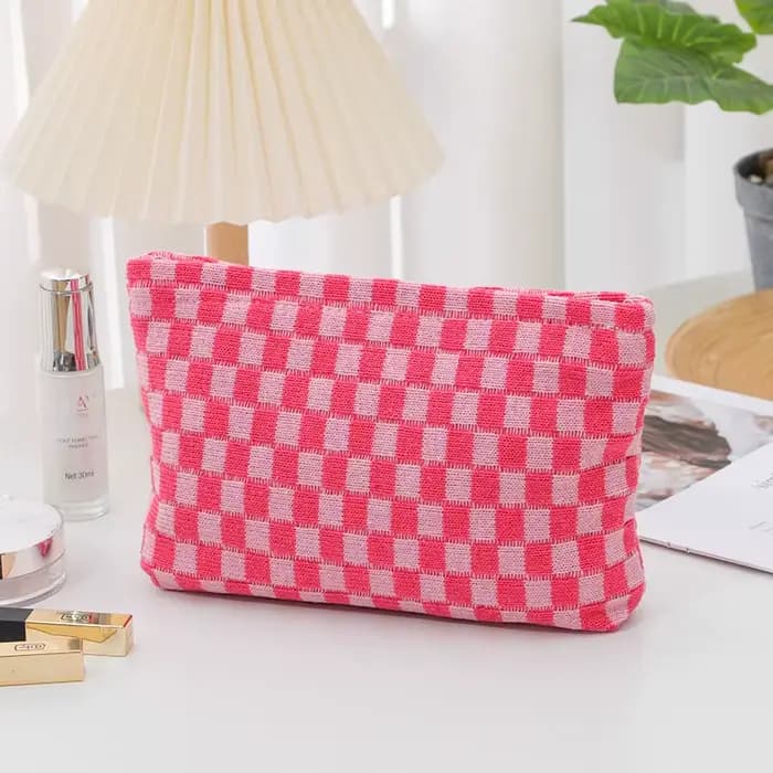 Trousse de maquillage à carreaux