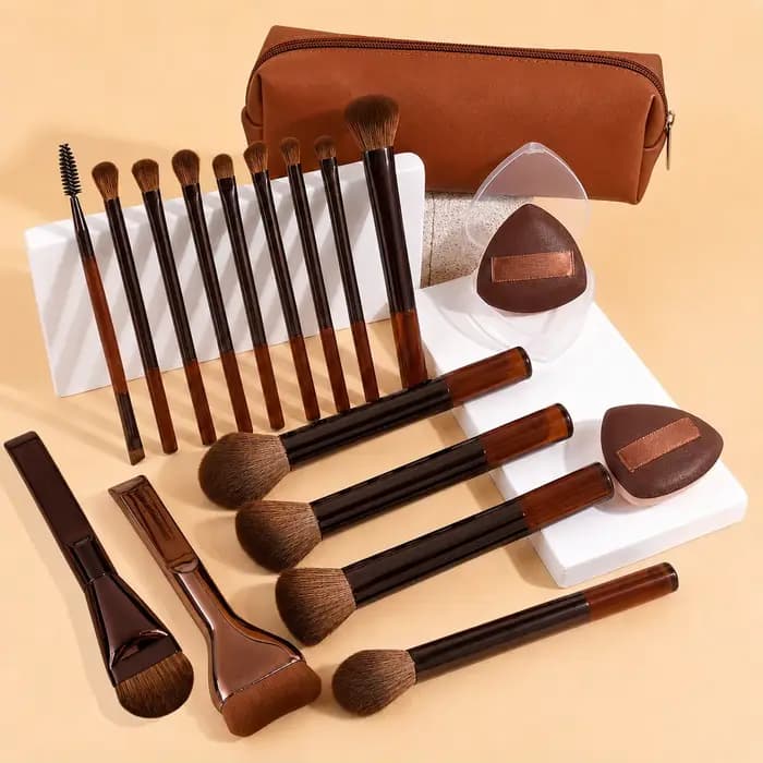 Ensemble de pinceaux de maquillage - 18 pièces multifonctionnelles de haute qualité - Incluant 15