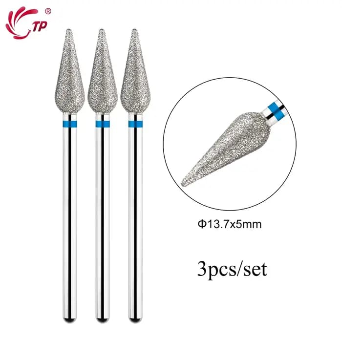 TP 3 pièces/ensemble forets à ongles diamant flamme 3/32 ''embouts de lime électrique russe fraise p